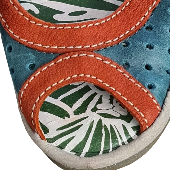 Fly London Ydel Sandals Petrol Red Perforated Leather Wedge Heel UK 4 Size 37 - Picture 14 of 14